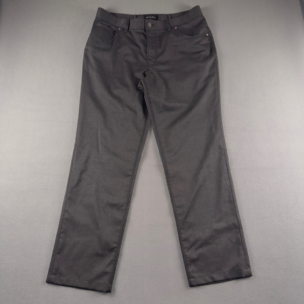 Hiltl Kent-95 Mens Wool Blend Pants 36/30 Grey Anthracite Straight Leg Trousers